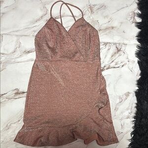 Inspired Hearts Shimmering Brown Mini Dress